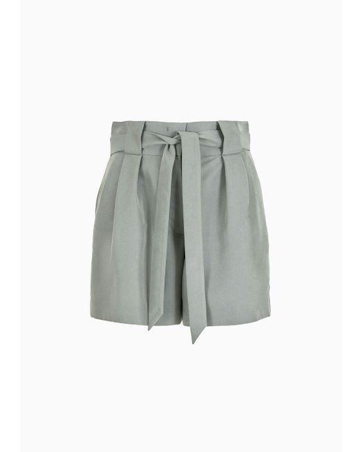 Shorts Con Pinces E Fusciacca In Cupro di Emporio Armani in Gray