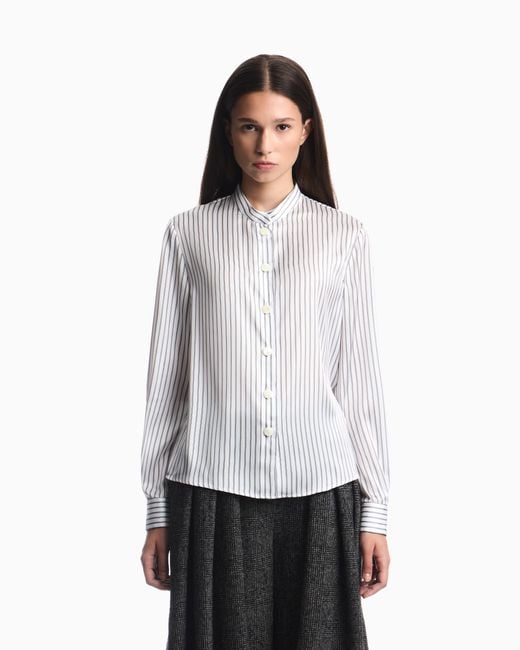 Emporio Armani White Striped Jacquard Shirt