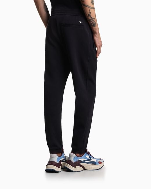 Emporio Armani Blue Double Jersey Joggers With Side Zip Pockets Essential for men