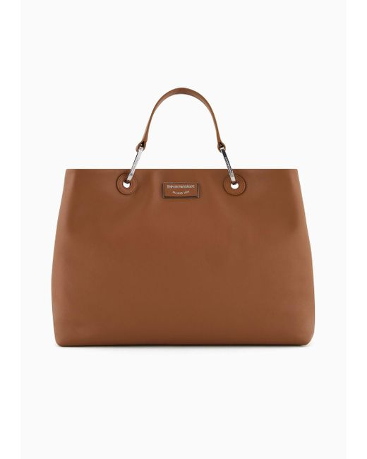 Emporio Armani Brown Asv Medium Ecological Leather Myea Shopper Bag
