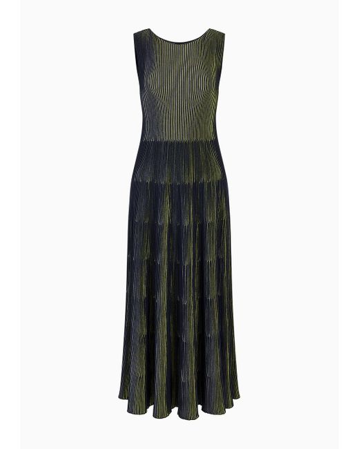 Emporio Armani Multicolor Kleid Mit Ausgestelltem Saum Und Volant In Rippenstrick-verarbeitung