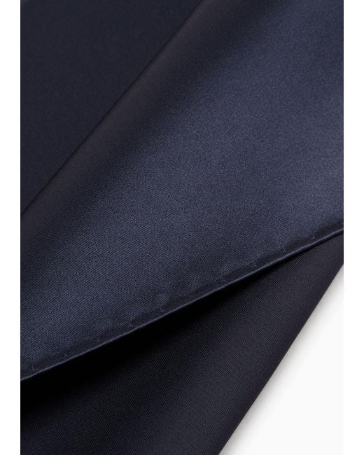 Emporio Armani Blue Pure Silk Pocket Square With Jacquard Micro-motif for men