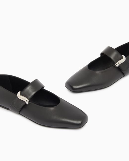 Emporio Armani White Nappa-Leather Ballerinas