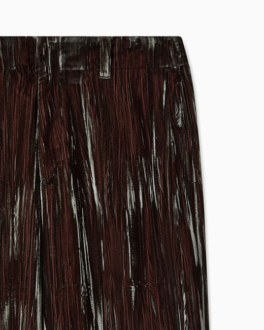 Emporio Armani Brown Iridescent Froissé Velvet Trousers for men