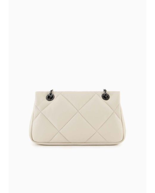 Emporio Armani Natural Quilted Nappa Leather-effect Mini Bag With Flap