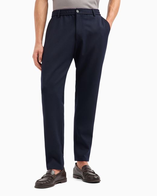 Pantalones Con Cintura Elástica De Gabardina Técnica Elástica Emporio Armani de hombre de color Blue