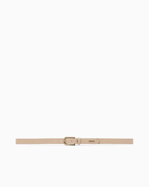 Emporio Armani White Palmellato-Leather Belt for men