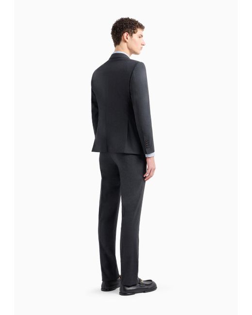 Emporio Armani Einreihiger Anzug In Slim Fit Aus Bi-stretch-schurwollgewebe in Black für Herren