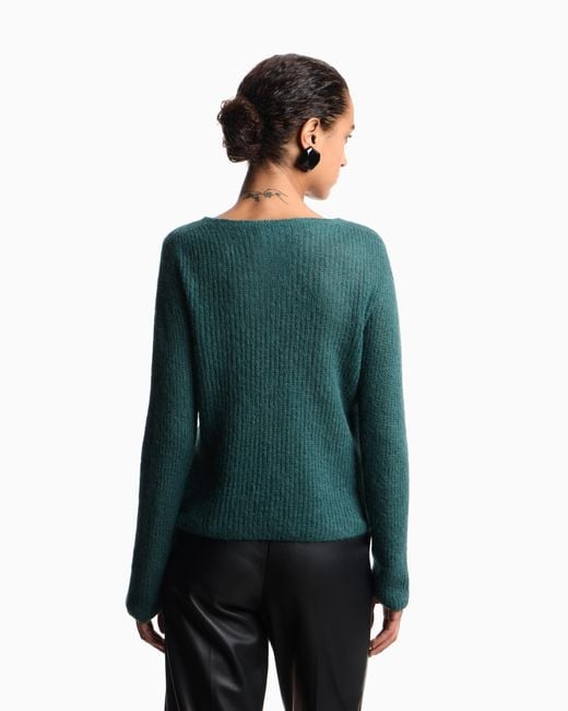 Emporio Armani Green Alpaca Wool-Blend, Crew-Neck Jumper