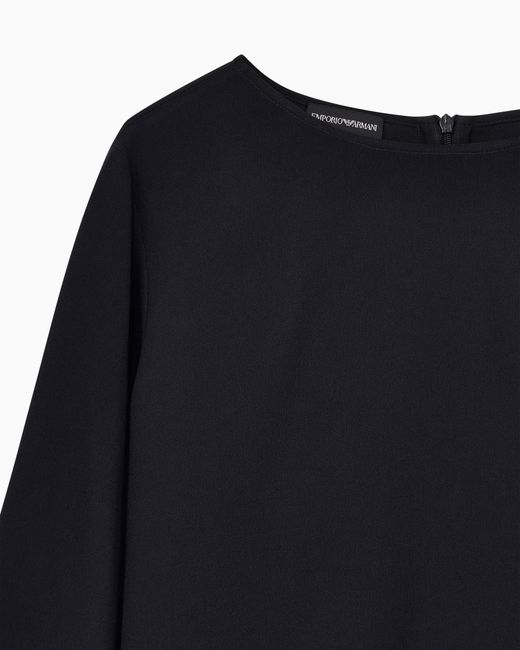 Emporio Armani Black Envers Satin Blouse With 3/4 Sleeves And Zip Essential