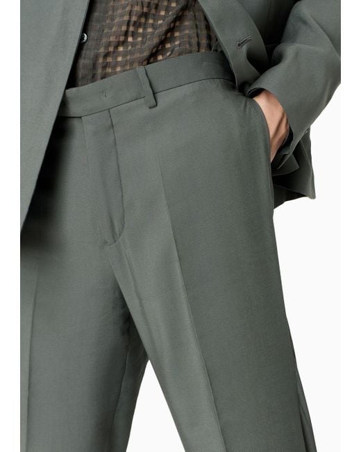 Emporio Armani Gray Double-breasted Suit In Flowing Peach-feel Rayon for men