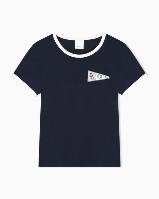 Emporio Armani Blue Eagle Club Jersey T-Shirt With Patch