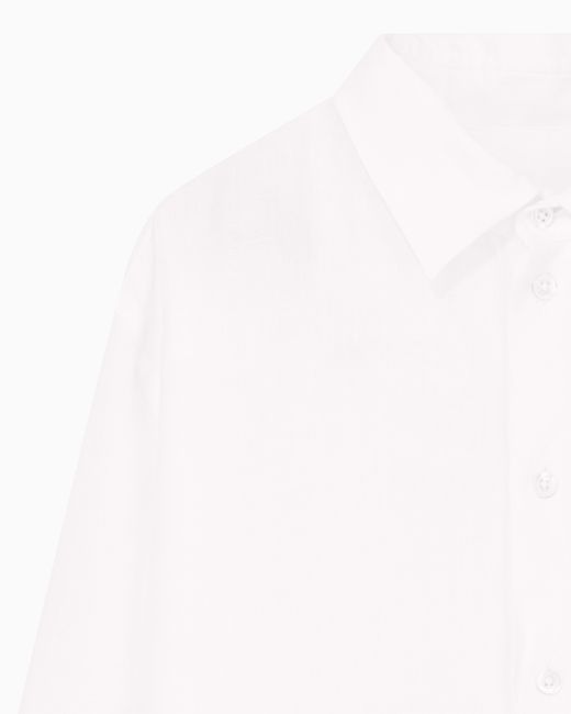 Emporio Armani White Garment-Dyed Linen Shirt With French Collar for men