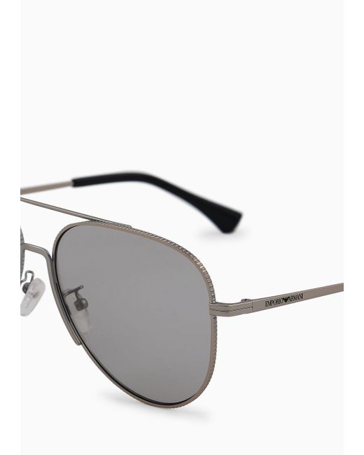 Emporio Armani Gray Aviator Sunglasses Asian Fit for men
