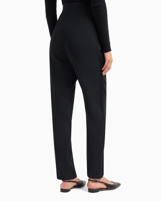Emporio Armani Blue Envers-Satin Trousers With Pleats