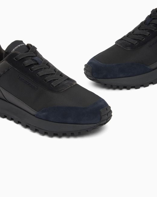 Emporio Armani Blue Lace-Up Sneakers for men