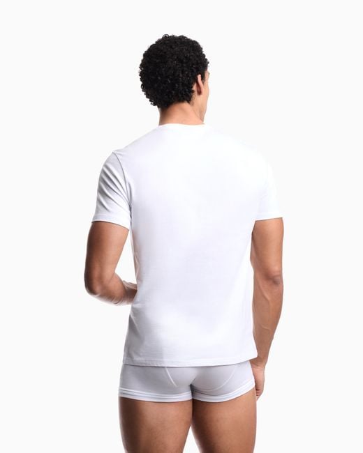 Emporio Armani White Bold Logo Beachwear T-Shirt for men