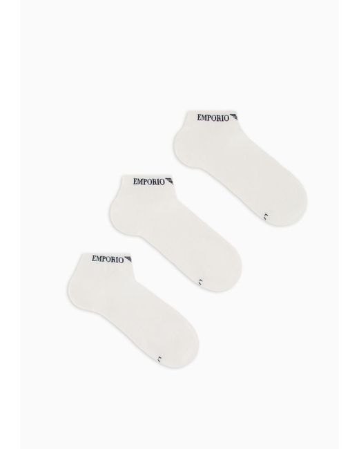 Emporio Armani White Three-pack Of Socks With Jacquard Logo for men