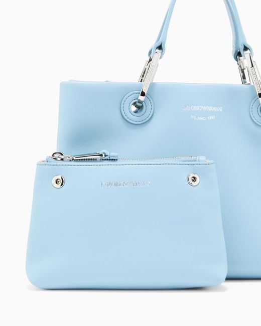 Emporio Armani Blue Nappa-Leather Small Myea Shopper Bag