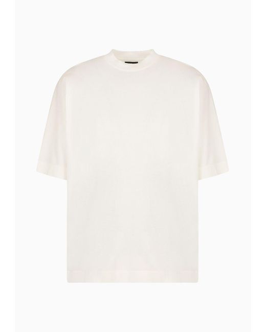 Camiseta De Corte Ancho De Punto De Mezcla De Lyocell Asv Emporio Armani de hombre de color White