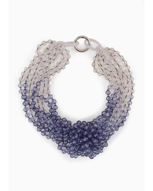 Emporio Armani Blue Mehrsträngige Halskette Mit Farbverlauf Und Knoten