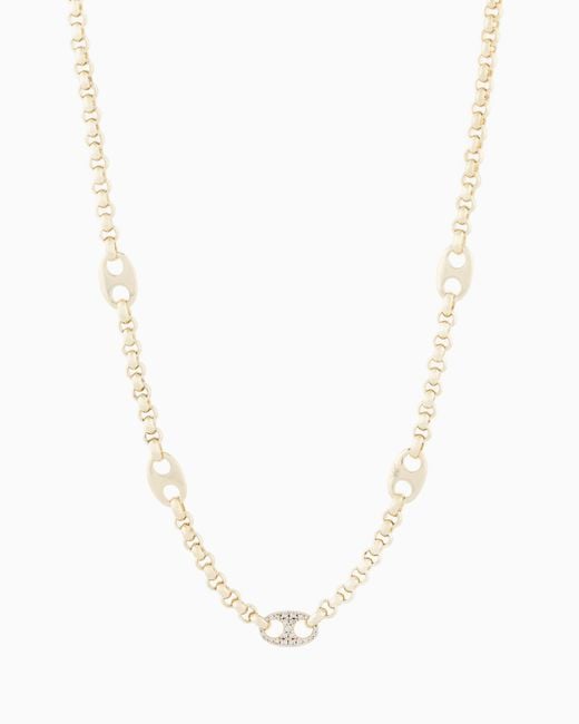 Emporio Armani White Tone Brass Station Necklace