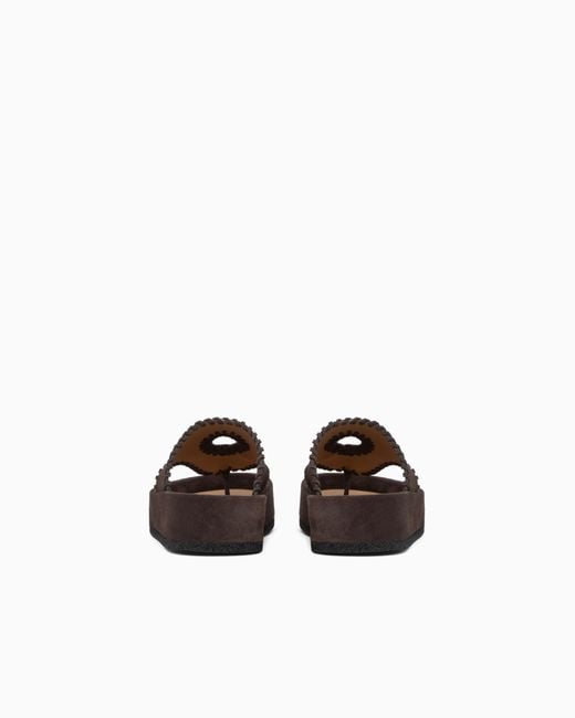 Emporio Armani White Velour Suede Flip-Flop Sandals for men