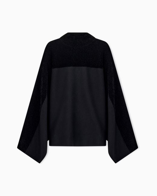 Emporio Armani Black Viscose Pullover With High Neck And Wide Sleeves