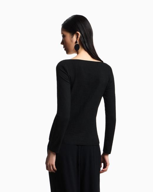 Emporio Armani Blue Boat Neck Jumper