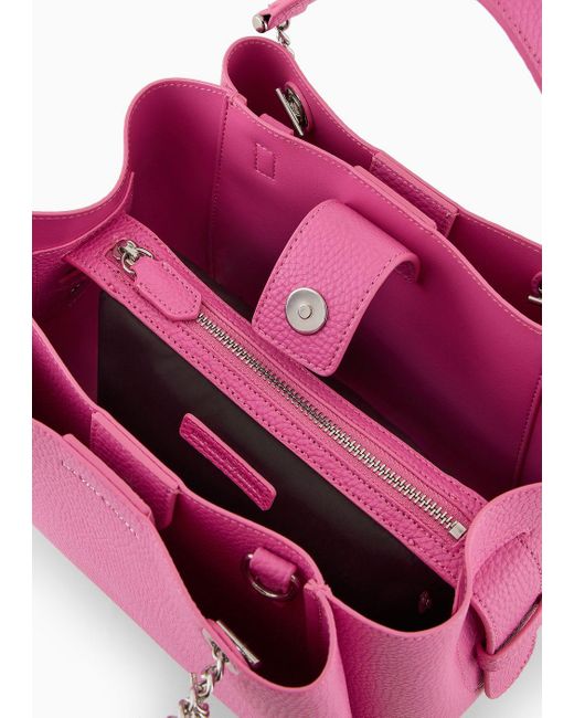 Emporio Armani Pink Palmellato Leather-effect Handbag With Eagle Charm
