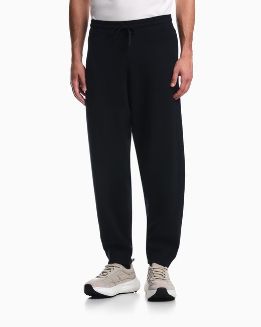 Emporio Armani Blue Virgin Wool Jogger Pants Travel Essential for men
