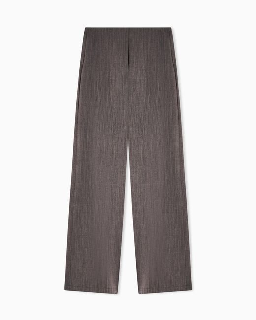 Emporio Armani Brown Light Wool Trousers With Side Crease