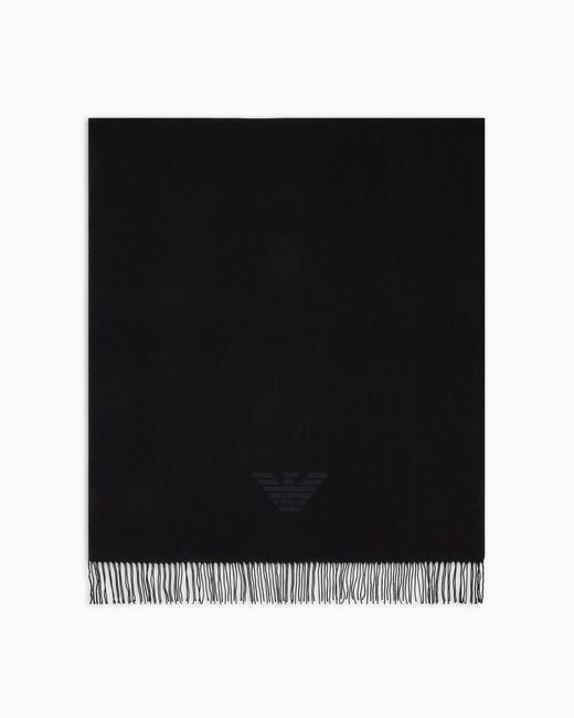 Bufanda Con Flecos Y Estampado De Águila Emporio Armani de hombre de color Black