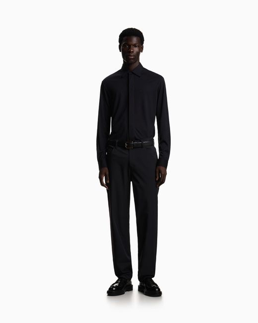 Emporio Armani Blue J05 Regular-Fit, Stretch-Nylon Twill Trousers for men