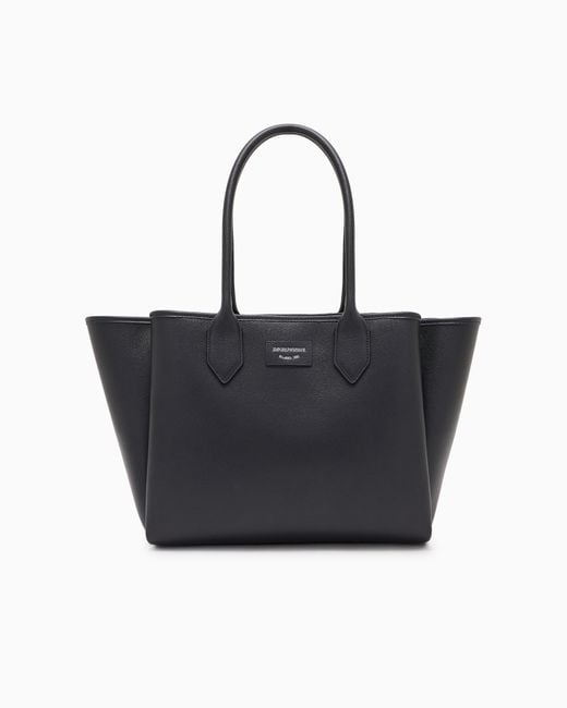 Emporio Armani Black Large Shopper Bag With Palmellato Finish