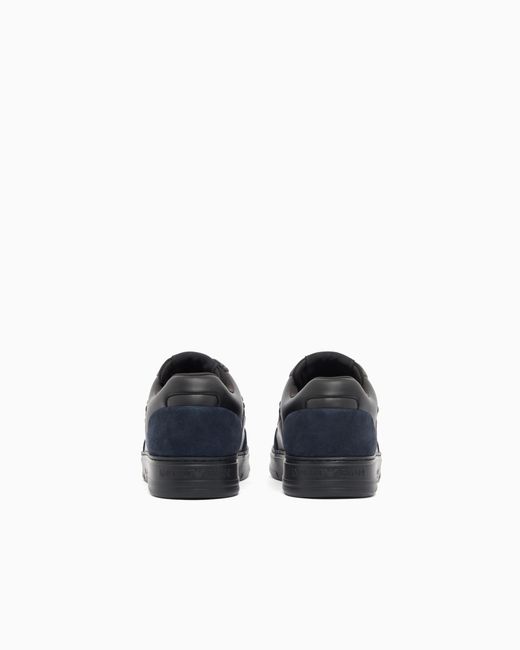 Emporio Armani Blue Sneakers Low-Top With Suede And Mesh Upper And Rubber Sole for men