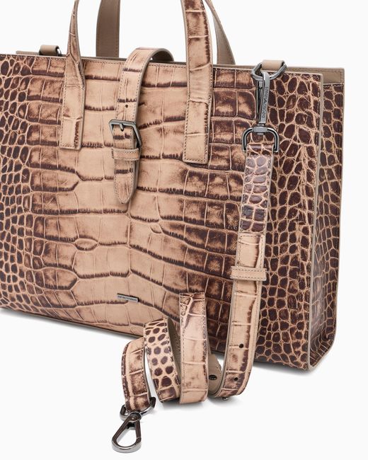 Bolso Modelo Business De Piel Con Estampado De Cocodrilo Emporio Armani de hombre de color Natural