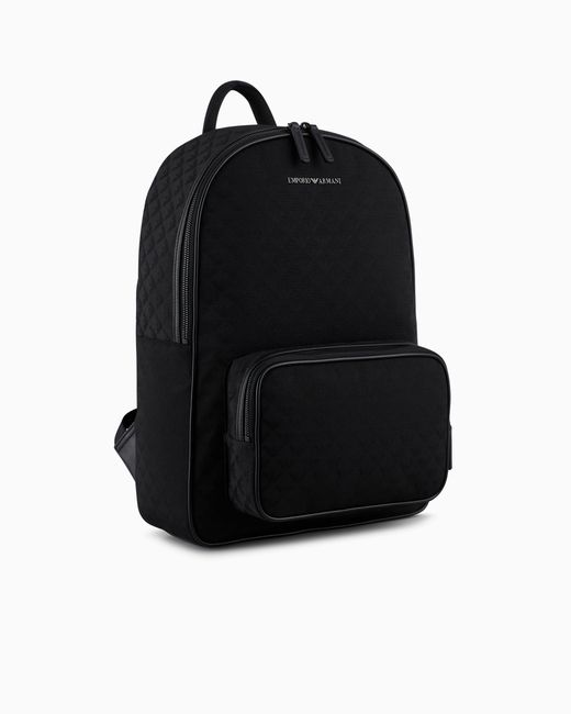 Sac À Dos En Nylon Jacquard Avec Aigle All Over Emporio Armani pour homme en coloris Black