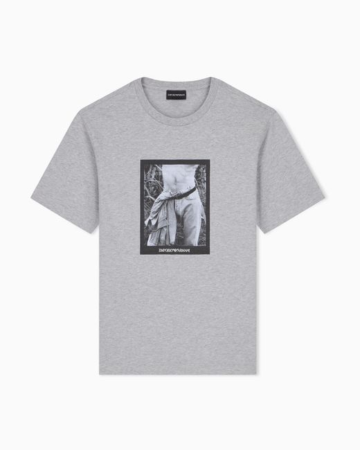 Emporio Armani Gray Photographic-Print Jersey T-Shirt Signature Capsule for men