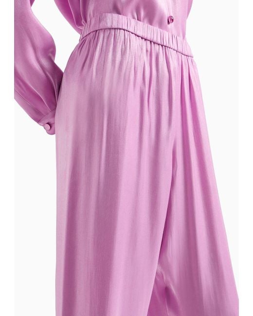 Emporio Armani Pink Elasticated-waist Trousers In Trilobel Fabric