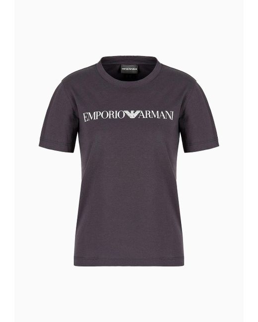 Emporio Armani Black Asv Organic-jersey T-shirt With Logo Print