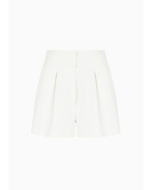 Emporio Armani White Darted Tweed Shorts