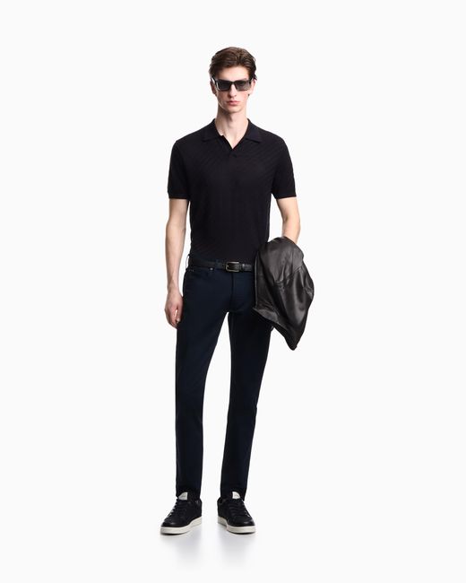 Emporio Armani Blue J06 Stretch-Fabric Slim-Fit Trousers for men