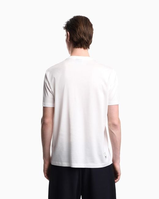 Emporio Armani White Travel Essential Lyocell-Blend Jersey T-Shirt for men