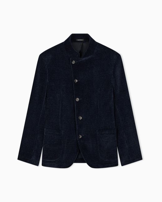 Emporio Armani Blue Signature Capsule Collection Ribbed Chenille Jacket for men