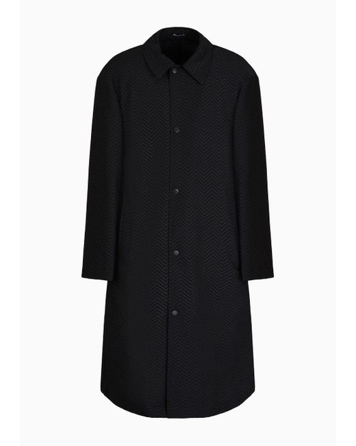 Manteau En Tissu Avec Effet 3d Et Imprimé Chevron Emporio Armani pour homme en coloris Black