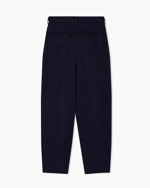 Emporio Armani Blue J8H Relaxed-Fit Garment-Dyed Lyocell Trousers