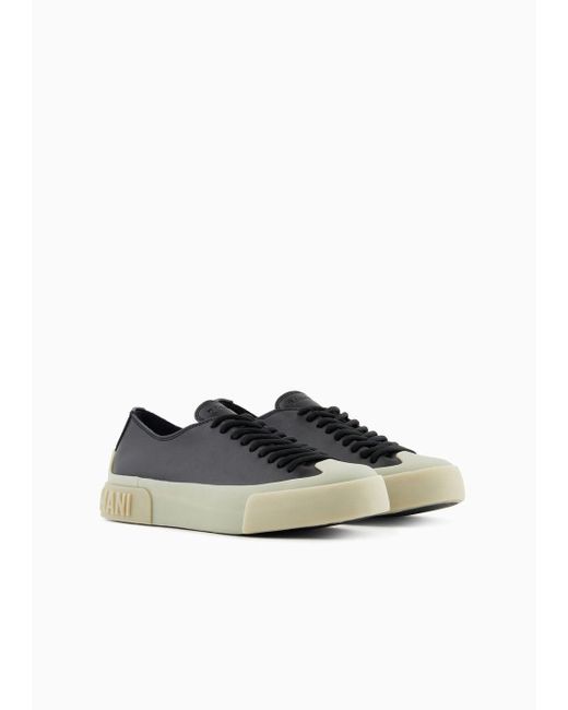 Emporio Armani Black Leather Sneakers With Clear Soles