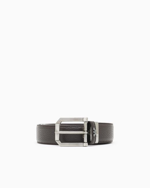 Emporio Armani White Bull Leather Belt for men