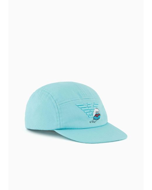 Emporio Armani Blue Baseball Cap With The Smurfs Embroidery